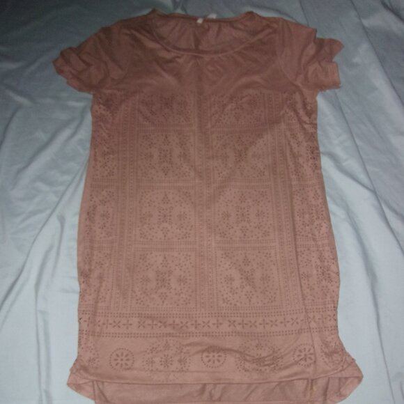 BOHO  size 6 womens   party six  tan faux leather feel  casual dress six - Picture 1 of 3